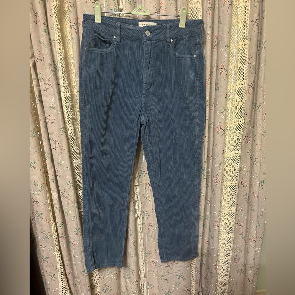2/$28 Pacsun Corduroy Mom Jeans Vintage Feel 100% Cotton Blue Pants‎ Size 28